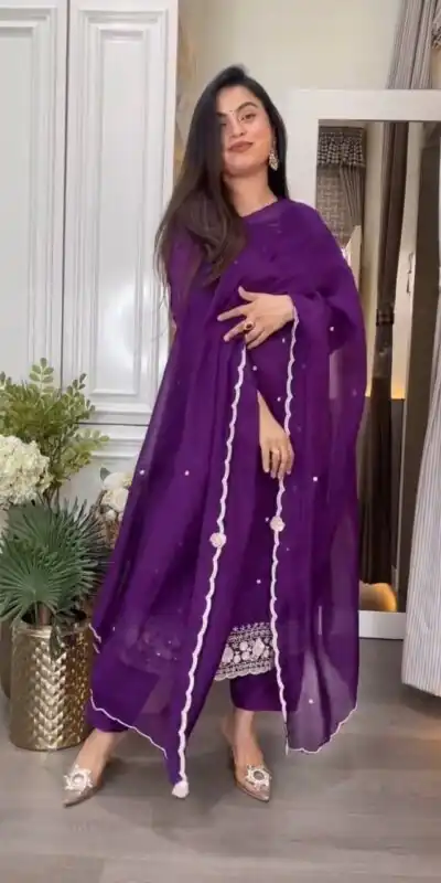 DC 98 Purple Color Chinon Silk Sawlar Suit with Embroidery Work. Exclusive Offer ₹1799. Delivery 4-6 Working Days. Shop now. | Jump Suits, Straight Suits, Casual Suits, Creative suits, Designer Suits, Palazzo Suits, Party Wear Suits, Patiala Suits, Salwar suit