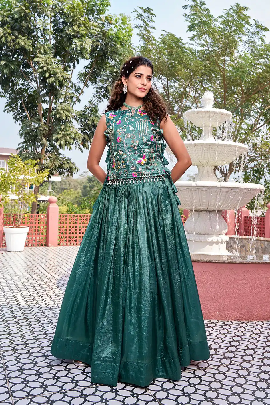 Ram 166 Teal Green Gold Crush Lehenga Choli Perfect for Wedding, Party, Ethnic Day, Karwa Chauth, Sangeet Special Price ₹2549. Delivery 4-6 Working Days. | Bollywood Lehenga, Creative Lehenga, Designer Lehenga, Embroidered Lehenga, Lehenga, Party Wear Lehenga