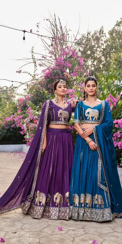 Ram 165 Dark Purple in Color Vichitra Silk Embroidery Work Lehenga Choli . Now at just ₹2599. Delivery 4-6 Working Days. Shop now. | Bollywood Lehenga, Creative Lehenga, Designer Lehenga, Embroidered Lehenga, Lehenga, Party Wear Lehenga
