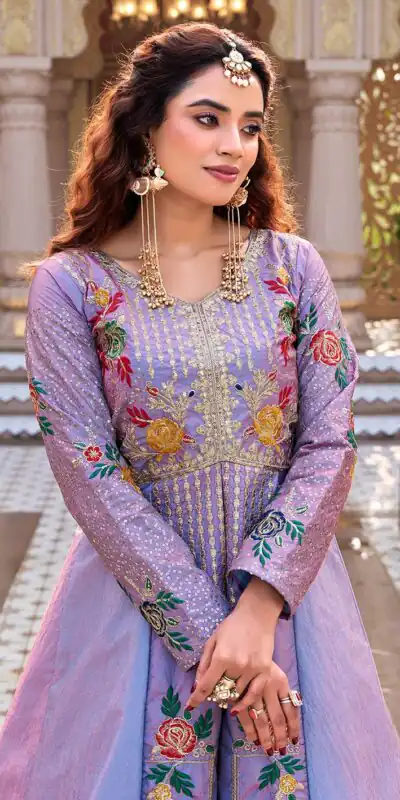 Ram 164 Lavender Color Satin Silk Lehenga Choli with Embroidery Work. Best Price ₹2649. Delivery 4-6 Working Days. Shop now. | Bollywood Lehenga, Creative Lehenga, Designer Lehenga, Embroidered Lehenga, Lehenga, Party Wear Lehenga