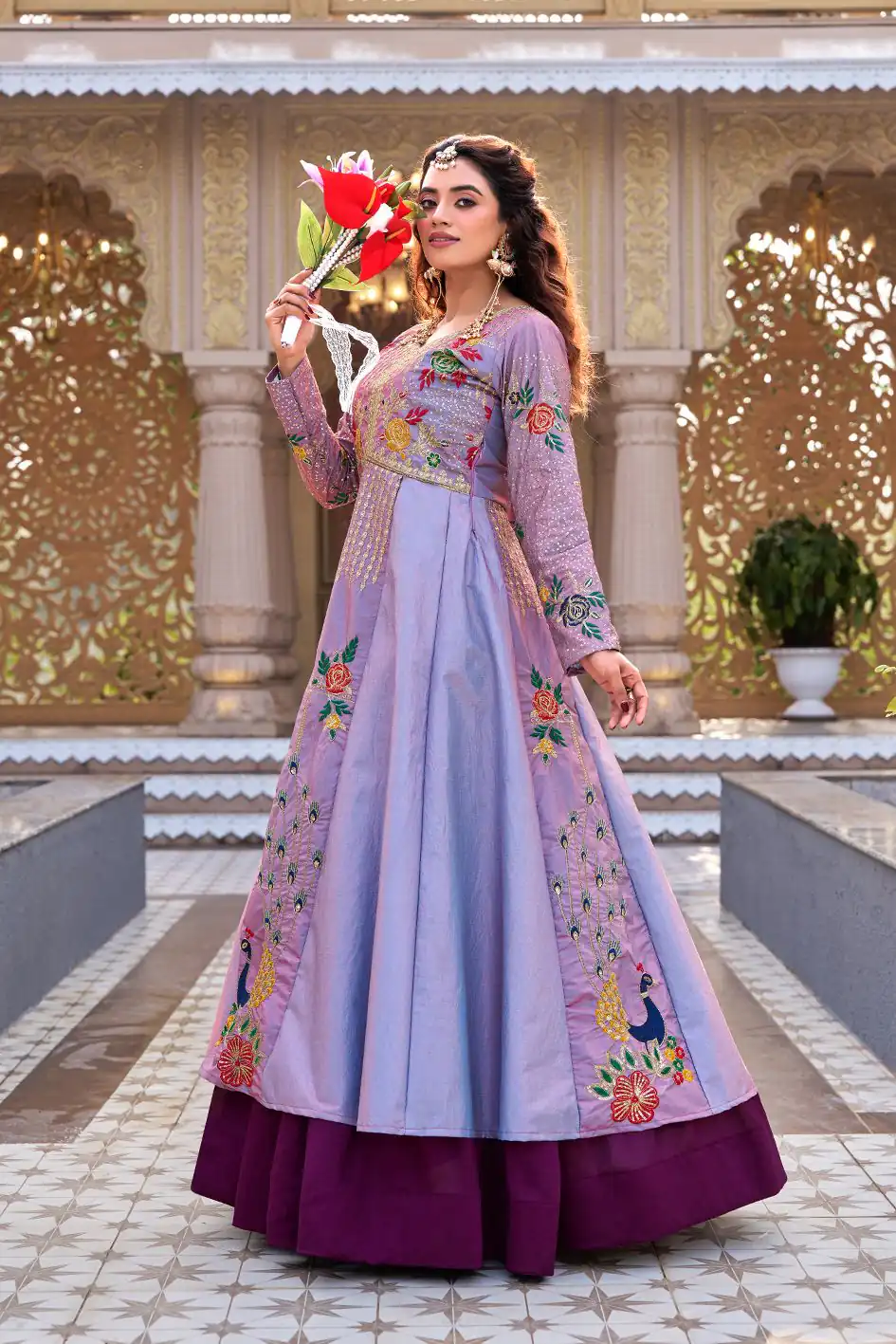 Ram 164 Lavender Color Satin Silk Lehenga Choli with Embroidery Work. Best Price ₹2649. Delivery 4-6 Working Days. Shop now. | Bollywood Lehenga, Creative Lehenga, Designer Lehenga, Embroidered Lehenga, Lehenga, Party Wear Lehenga