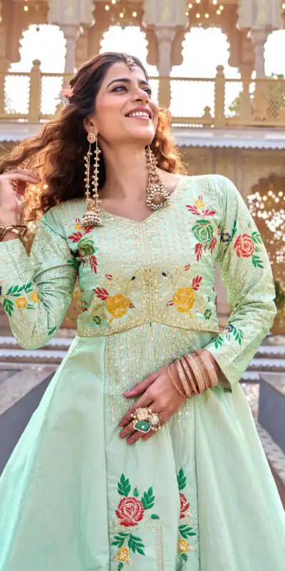 Ram 164 Pista Color Satin Silk Lehenga Choli with Embroidery Work. Best Price ₹2649. Delivery 4-6 Working Days. Shop now. | Bollywood Lehenga, Creative Lehenga, Designer Lehenga, Embroidered Lehenga, Lehenga, Party Wear Lehenga