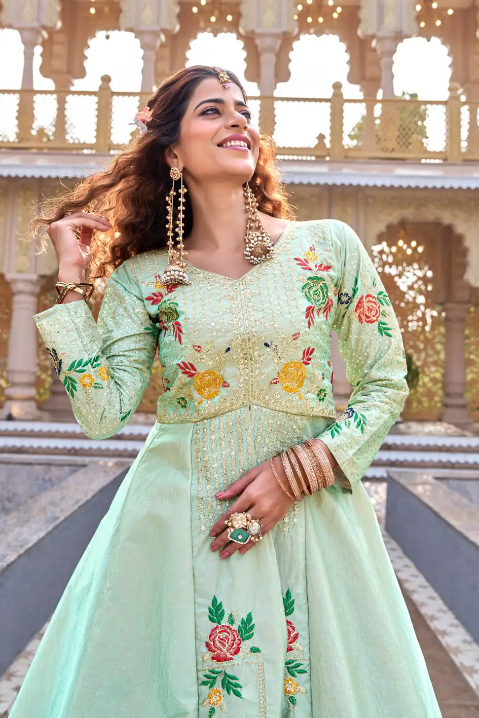 Ram 164 Pista Color Satin Silk Lehenga Choli with Embroidery Work. Best Price ₹2649. Delivery 4-6 Working Days. Shop now. | Bollywood Lehenga, Creative Lehenga, Designer Lehenga, Embroidered Lehenga, Lehenga, Party Wear Lehenga