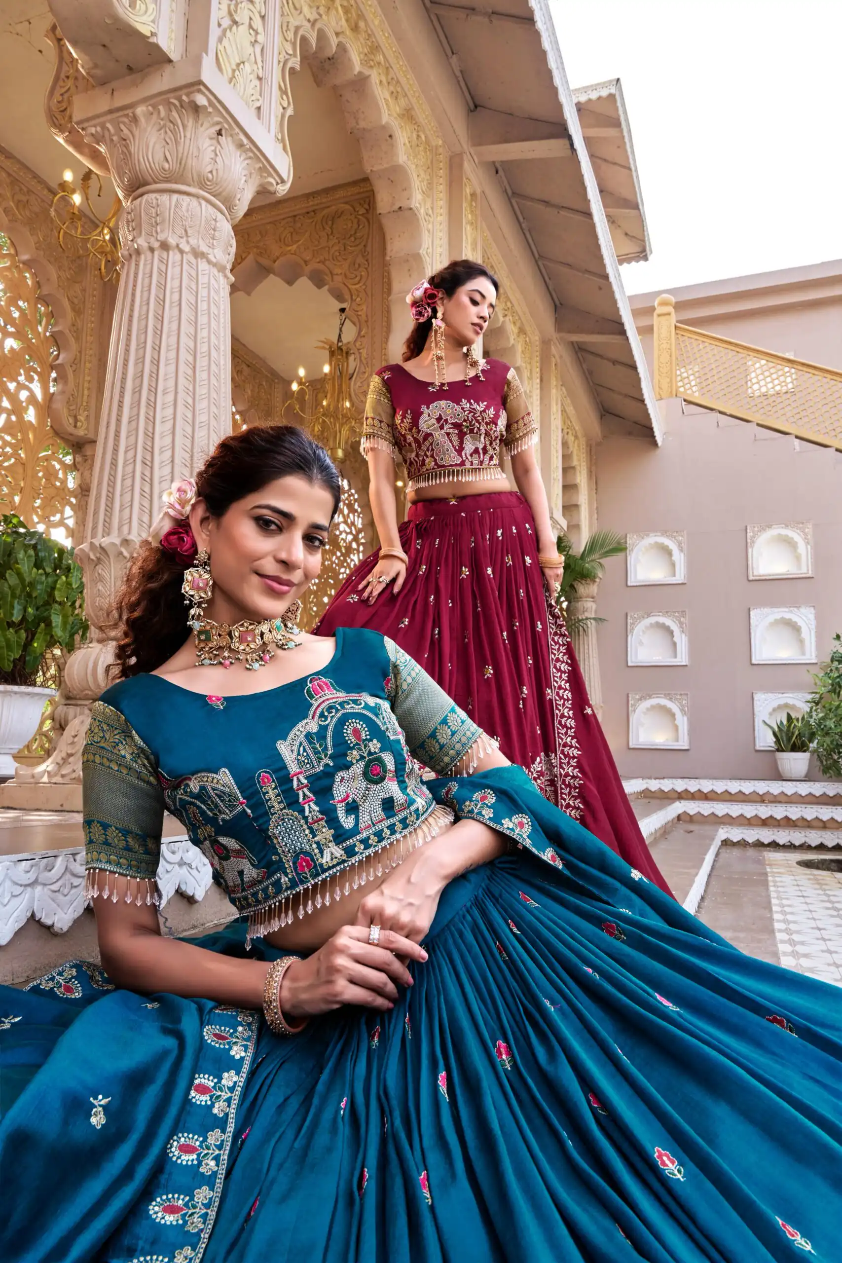 Ram 163 Teal in Color Vichitra Silk Embroidery Work Lehenga Choli . Now at just ₹3049. Delivery 4-6 Working Days. Shop now. | Bollywood Lehenga, Creative Lehenga, Designer Lehenga, Embroidered Lehenga, Lehenga, Party Wear Lehenga