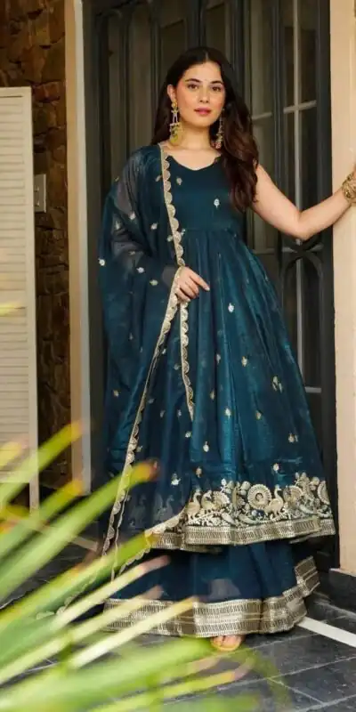 ZB 5055 Teal Embroidery Work Salwar Suit in Teal Gold Crazy. Available at ₹2449 only. Delivery 4-6 Working Days. Shop now. | Jump Suits, Straight Suits, Casual Suits, Creative suits, Designer Suits, Palazzo Suits, Party Wear Suits, Patiala Suits, Salwar suit