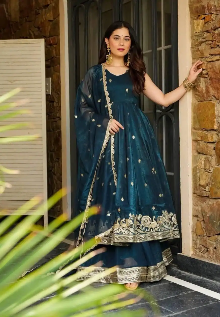 ZB 5055 Teal Embroidery Work Salwar Suit in Teal Gold Crazy. Available at ₹2449 only. Delivery 4-6 Working Days. Shop now. | Jump Suits, Straight Suits, Casual Suits, Creative suits, Designer Suits, Palazzo Suits, Party Wear Suits, Patiala Suits, Salwar suit