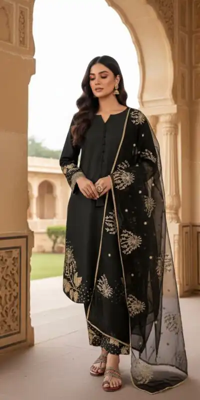 AD 202 Black in Color Natural Crepe Embroidery Work Salwar Suit . Affordable Price ₹1849. Delivery 4-6 Working Days. Shop now. | Jump Suits, Straight Suits, Casual Suits, Creative suits, Designer Suits, Palazzo Suits, Party Wear Suits, Patiala Suits, Salwar suit