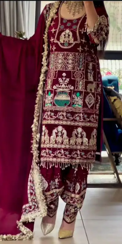 NF 1247 Maroon in Color Natural Crepe Embroidery Work Salwar Suit . Affordable Price ₹2599. Delivery 4-6 Working Days. Shop now. | Jump Suits, Straight Suits, Casual Suits, Creative suits, Designer Suits, Palazzo Suits, Party Wear Suits, Patiala Suits, Salwar suit