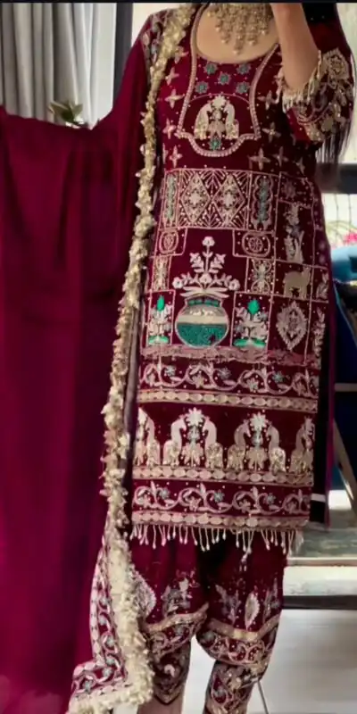 NF 1247 Maroon in Color Natural Crepe Embroidery Work Salwar Suit . Affordable Price ₹2599. Delivery 4-6 Working Days. Shop now. | Jump Suits, Straight Suits, Casual Suits, Creative suits, Designer Suits, Palazzo Suits, Party Wear Suits, Patiala Suits, Salwar suit