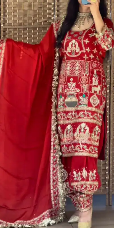 NF 1247 Red in Color Natural Crepe Embroidery Work Salwar Suit . Affordable Price ₹2599. Delivery 4-6 Working Days. Shop now. | Jump Suits, Straight Suits, Casual Suits, Creative suits, Designer Suits, Palazzo Suits, Party Wear Suits, Patiala Suits, Salwar suit