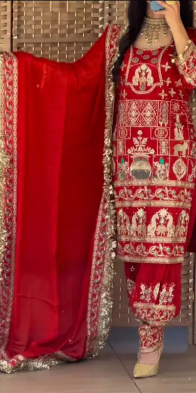 NF 1247 Red in Color Natural Crepe Embroidery Work Salwar Suit . Affordable Price ₹2599. Delivery 4-6 Working Days. Shop now. | Jump Suits, Straight Suits, Casual Suits, Creative suits, Designer Suits, Palazzo Suits, Party Wear Suits, Patiala Suits, Salwar suit