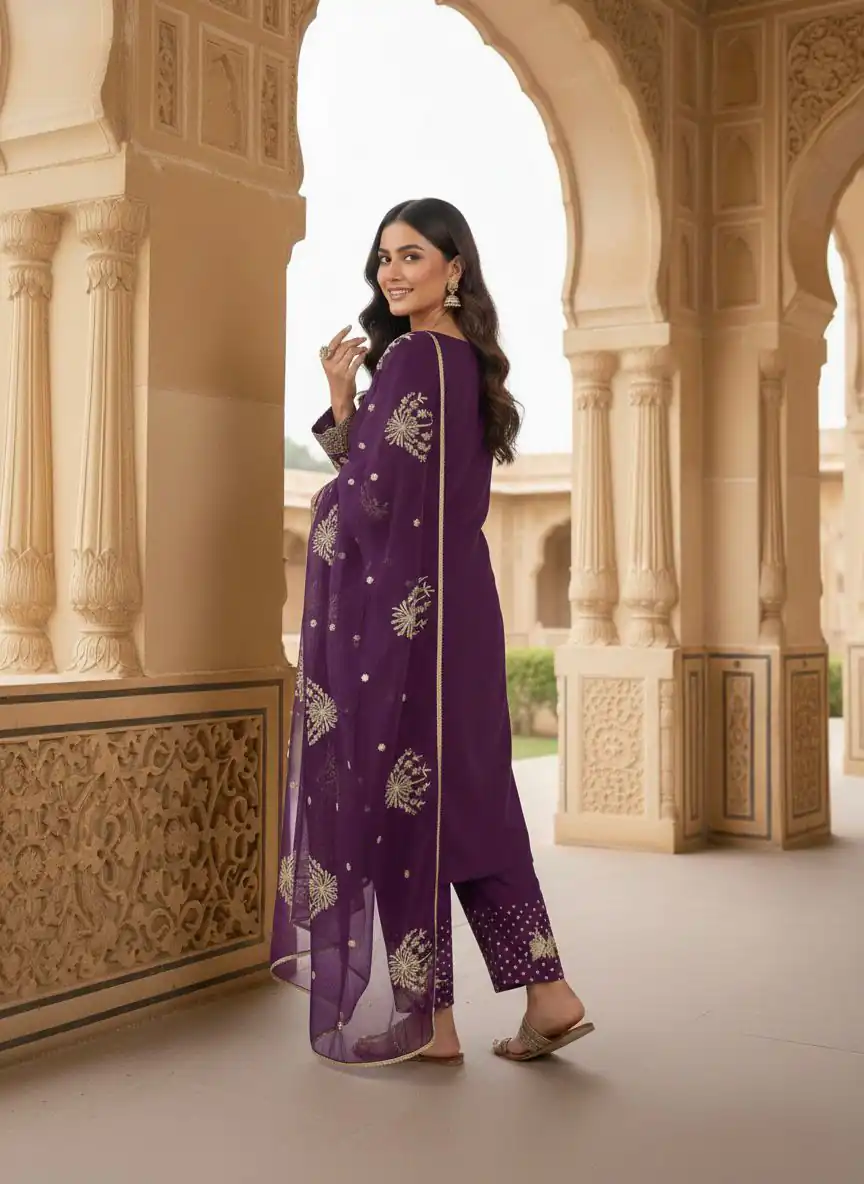 AD 202 Wine in Color Natural Crepe Embroidery Work Salwar Suit . Affordable Price ₹1849. Delivery 4-6 Working Days. Shop now. | Jump Suits, Straight Suits, Casual Suits, Creative suits, Designer Suits, Palazzo Suits, Party Wear Suits, Patiala Suits, Salwar suit