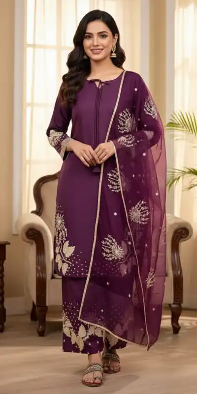 AD 202 Wine in Color Natural Crepe Embroidery Work Salwar Suit . Affordable Price ₹1849. Delivery 4-6 Working Days. Shop now. | Jump Suits, Straight Suits, Casual Suits, Creative suits, Designer Suits, Palazzo Suits, Party Wear Suits, Patiala Suits, Salwar suit