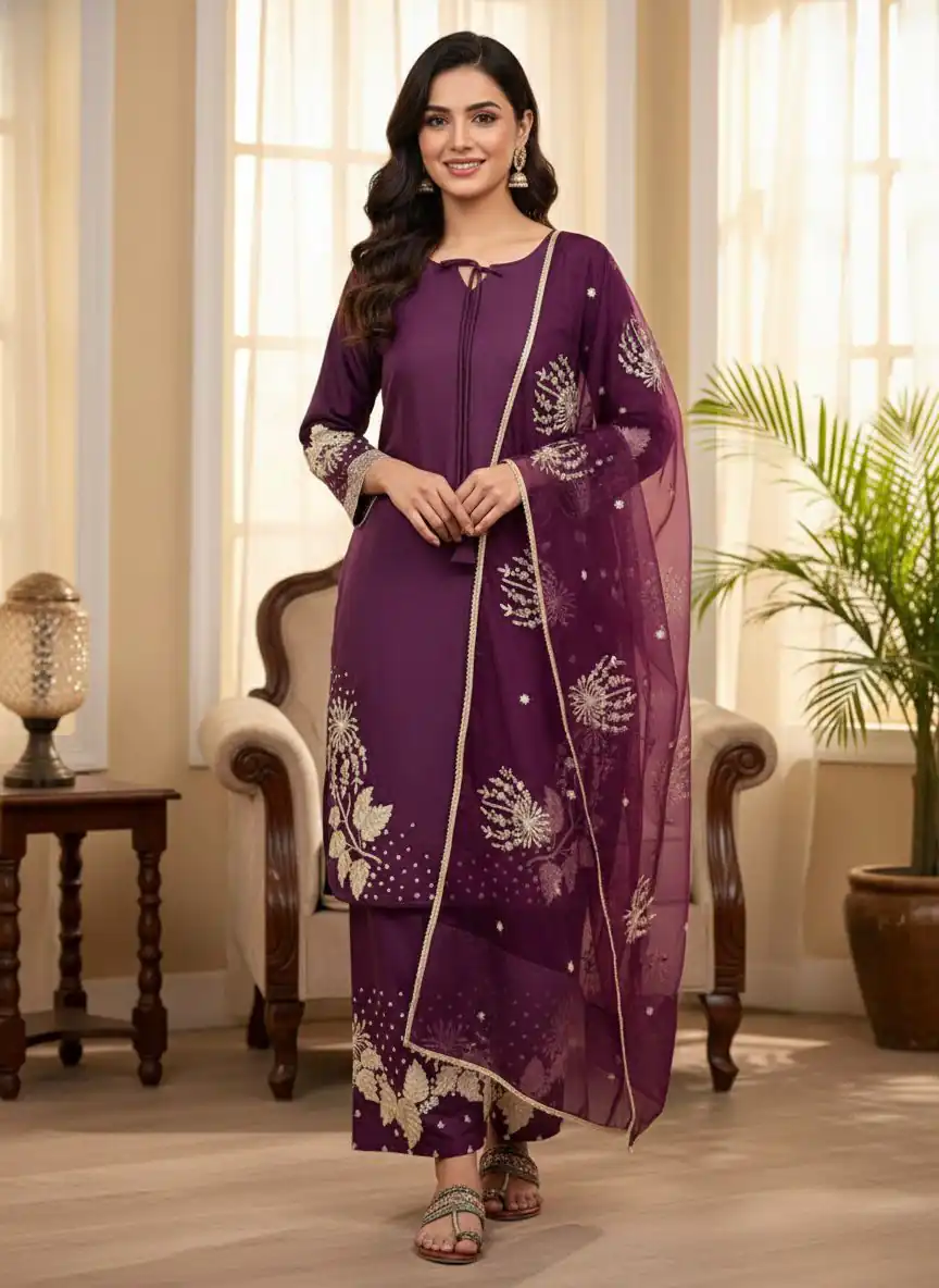 AD 202 Wine in Color Natural Crepe Embroidery Work Salwar Suit . Affordable Price ₹1849. Delivery 4-6 Working Days. Shop now. | Jump Suits, Straight Suits, Casual Suits, Creative suits, Designer Suits, Palazzo Suits, Party Wear Suits, Patiala Suits, Salwar suit