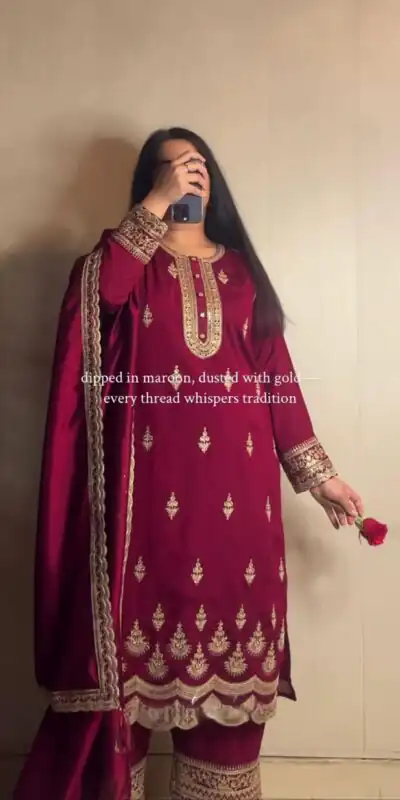 MD 3038 Maroon Color Crep Salwar Suit Brown with Embroidery Work. Exclusive Offer ₹2099. Delivery 4-6 Working Days. Shop now. | Jump Suits, Straight Suits, Casual Suits, Creative suits, Designer Suits, Palazzo Suits, Party Wear Suits, Patiala Suits, Salwar suit
