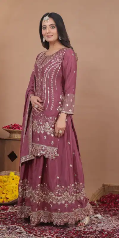 FE 128 Onion Natural Crep Salwar Suit Brown with Embroidery Work. Exclusive Offer ₹2449. Delivery 4-6 Working Days. Shop now. | Jump Suits, Straight Suits, Casual Suits, Creative suits, Designer Suits, Palazzo Suits, Party Wear Suits, Patiala Suits, Salwar suit