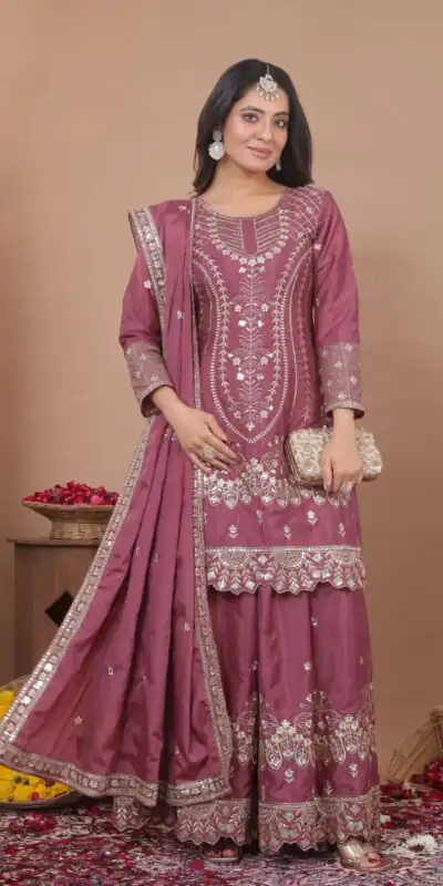 FE 128 Onion Natural Crep Salwar Suit Brown with Embroidery Work. Exclusive Offer ₹2449. Delivery 4-6 Working Days. Shop now. | Jump Suits, Straight Suits, Casual Suits, Creative suits, Designer Suits, Palazzo Suits, Party Wear Suits, Patiala Suits, Salwar suit