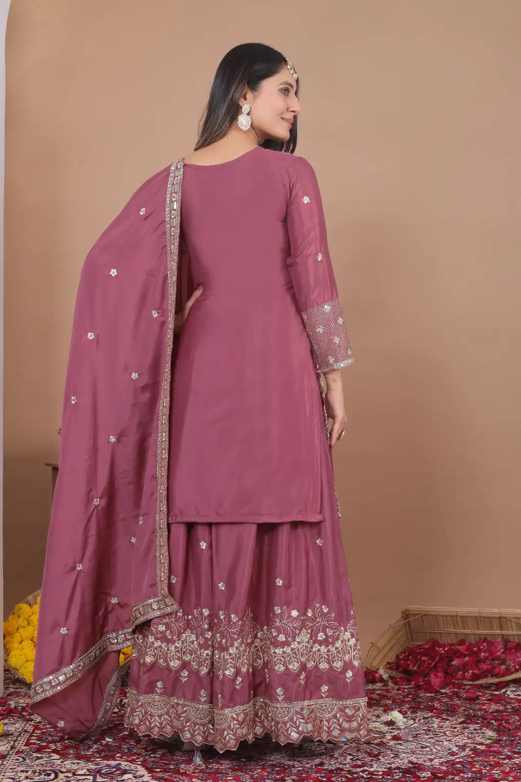 FE 128 Onion Natural Crep Salwar Suit Brown with Embroidery Work. Exclusive Offer ₹2449. Delivery 4-6 Working Days. Shop now. | Jump Suits, Straight Suits, Casual Suits, Creative suits, Designer Suits, Palazzo Suits, Party Wear Suits, Patiala Suits, Salwar suit