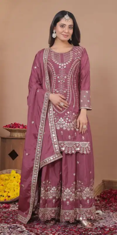 FE 128 Onion Natural Crep Salwar Suit Brown with Embroidery Work. Exclusive Offer ₹2449. Delivery 4-6 Working Days. Shop now. | Jump Suits, Straight Suits, Casual Suits, Creative suits, Designer Suits, Palazzo Suits, Party Wear Suits, Patiala Suits, Salwar suit