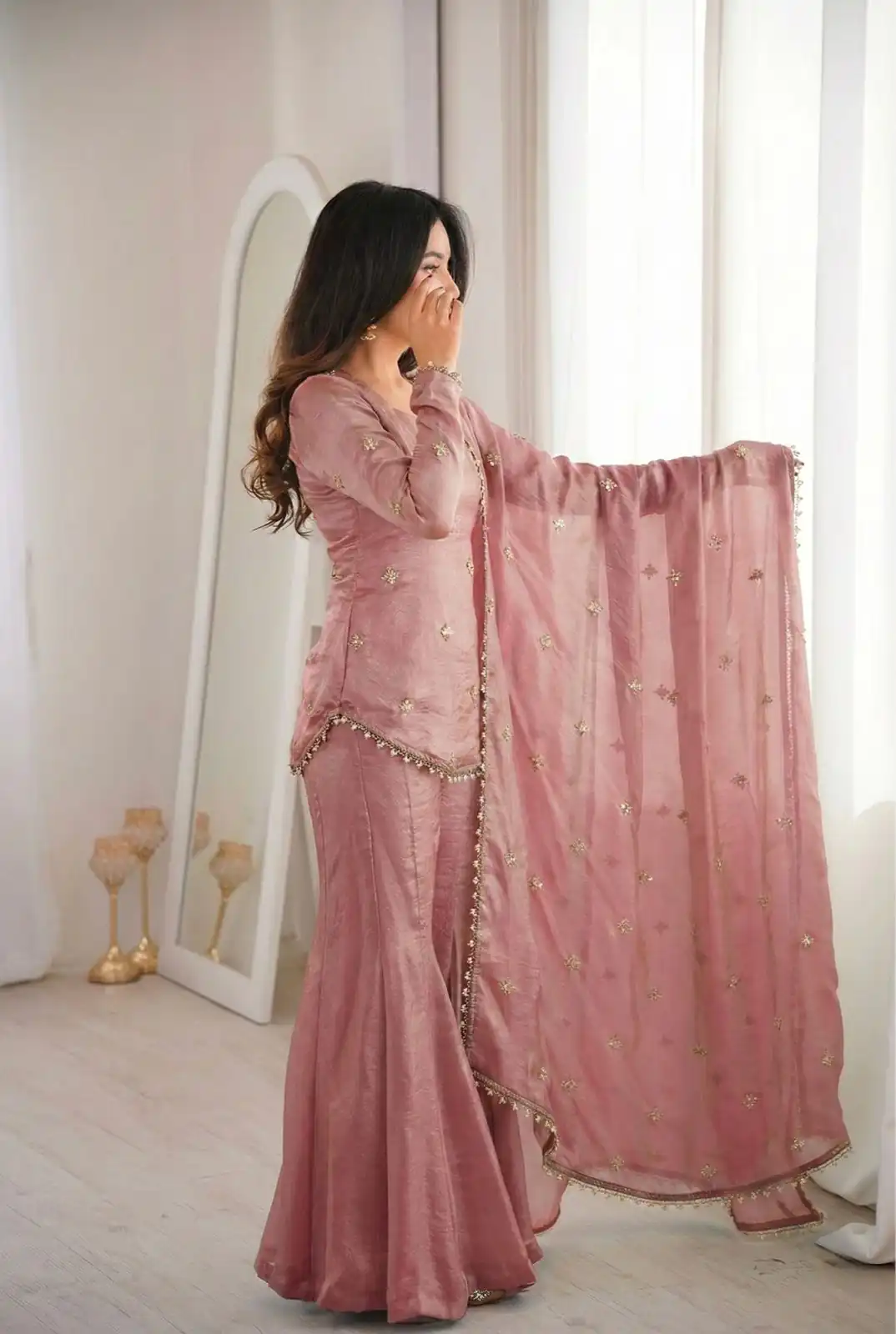 ZSR 3159 Peach Fendy Silk Salwar Suitwith Embroidery Work & Lace Work. Now at just ₹2049. Delivery 4-6 Working Days. Shop now. | Jump Suits, Straight Suits, Casual Suits, Creative suits, Designer Suits, Palazzo Suits, Party Wear Suits, Patiala Suits, Salwar suit
