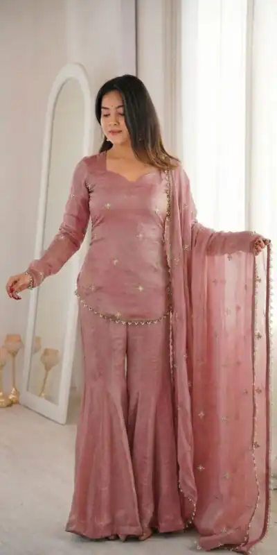 ZSR 3159 Peach Fendy Silk Salwar Suitwith Embroidery Work & Lace Work. Now at just ₹2049. Delivery 4-6 Working Days. Shop now. | Jump Suits, Straight Suits, Casual Suits, Creative suits, Designer Suits, Palazzo Suits, Party Wear Suits, Patiala Suits, Salwar suit