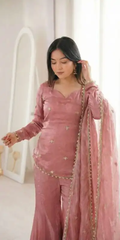 ZSR 3159 Peach Fendy Silk Salwar Suitwith Embroidery Work & Lace Work. Now at just ₹2049. Delivery 4-6 Working Days. Shop now. | Jump Suits, Straight Suits, Casual Suits, Creative suits, Designer Suits, Palazzo Suits, Party Wear Suits, Patiala Suits, Salwar suit