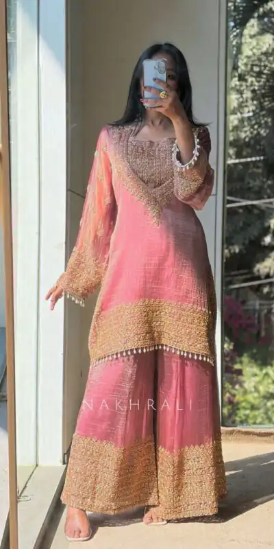 VLM 324 Peach Fendy Silk Salwar Suit Perfect for Wedding, Party, Cultural Events, Sangeet, Housewarming – . Grab it for ₹2449. Delivery 4-6 Working Days | Jump Suits, Straight Suits, Casual Suits, Creative suits, Designer Suits, Palazzo Suits, Party Wear Suits, Patiala Suits, Salwar suit