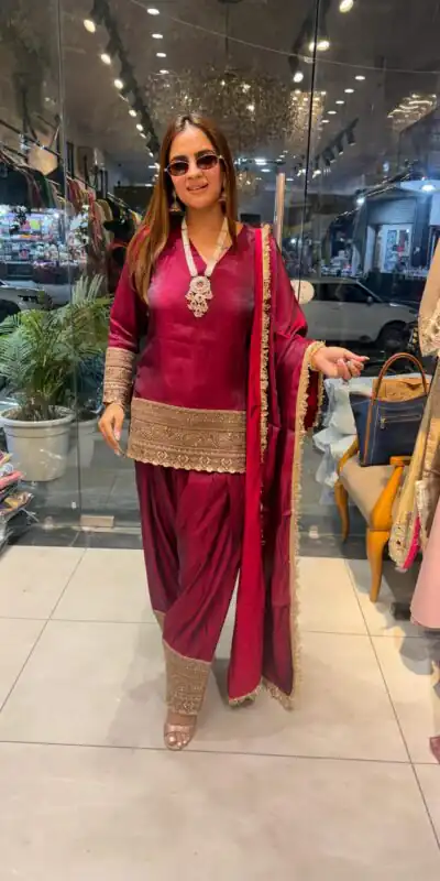 ZSR 3164 Red Fendy Silk Salwar Suitwith Embroidery Work & Lace Work. Now at just ₹2099. Delivery 4-6 Working Days. Shop now. | Jump Suits, Straight Suits, Casual Suits, Creative suits, Designer Suits, Palazzo Suits, Party Wear Suits, Patiala Suits, Salwar suit