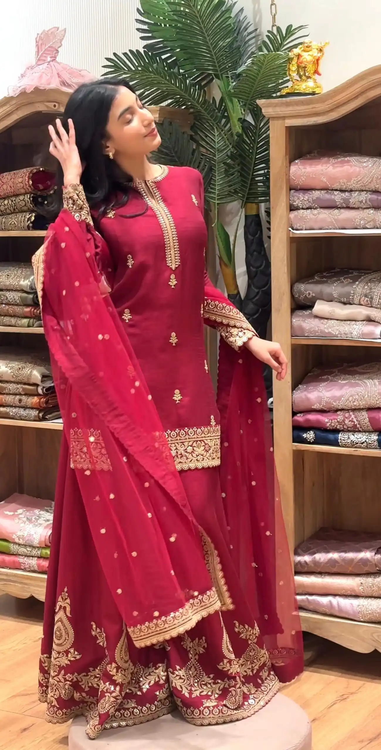 MF 501 Red Natural Crep Salwar Suit Brown with Embroidery Work. Exclusive Offer ₹2549. Delivery 4-6 Working Days. Shop now. | Jump Suits, Straight Suits, Casual Suits, Creative suits, Designer Suits, Palazzo Suits, Party Wear Suits, Patiala Suits, Salwar suit