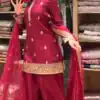 MF 501 Red Natural Crep Salwar Suit Brown with Embroidery Work. Exclusive Offer ₹2549. Delivery 4-6 Working Days. Shop now. | Jump Suits, Straight Suits, Casual Suits, Creative suits, Designer Suits, Palazzo Suits, Party Wear Suits, Patiala Suits, Salwar suit