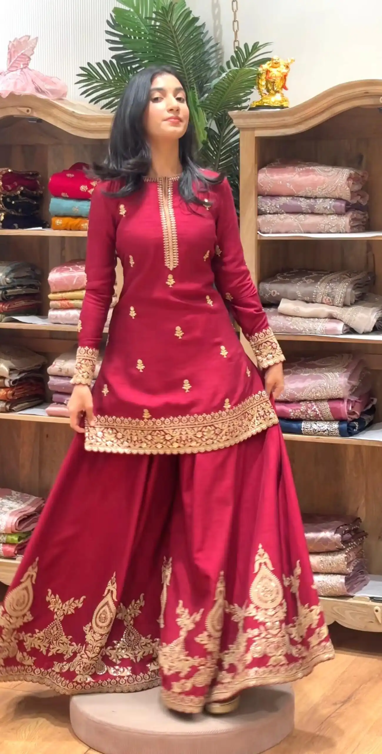 MF 501 Red Natural Crep Salwar Suit Brown with Embroidery Work. Exclusive Offer ₹2549. Delivery 4-6 Working Days. Shop now. | Jump Suits, Straight Suits, Casual Suits, Creative suits, Designer Suits, Palazzo Suits, Party Wear Suits, Patiala Suits, Salwar suit