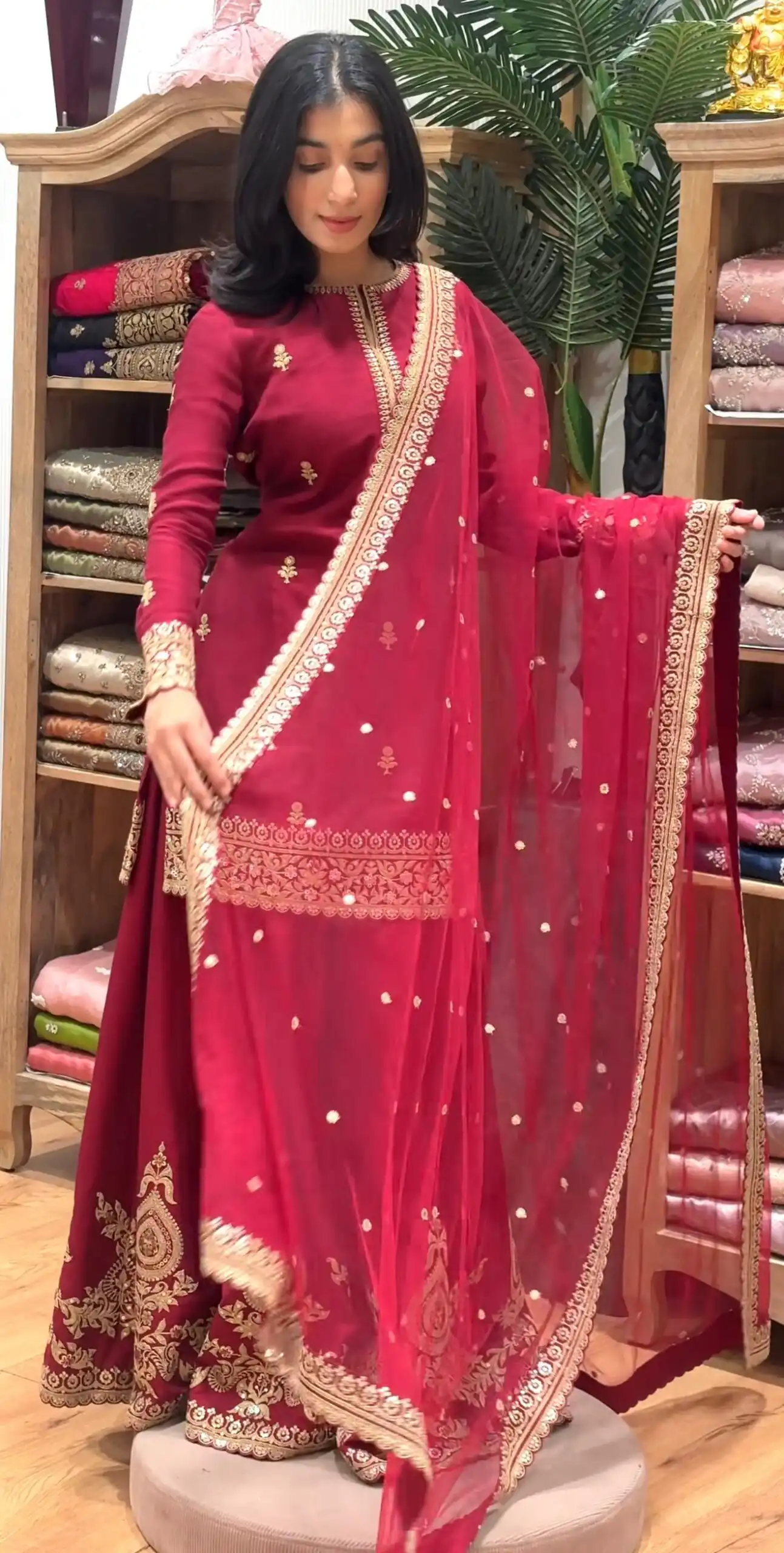 MF 501 Red Natural Crep Salwar Suit Brown with Embroidery Work. Exclusive Offer ₹2549. Delivery 4-6 Working Days. Shop now. | Jump Suits, Straight Suits, Casual Suits, Creative suits, Designer Suits, Palazzo Suits, Party Wear Suits, Patiala Suits, Salwar suit