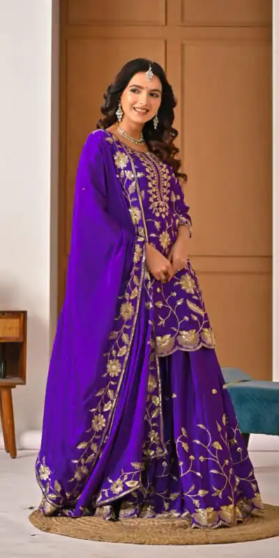 MD 3057 Purple Chinon Silk Salwar Suit with Embroidery Work & Lace Work. Affordable Price ₹2149. Delivery 4-6 Working Days. Shop now. | Jump Suits, Straight Suits, Casual Suits, Creative suits, Designer Suits, Palazzo Suits, Party Wear Suits, Patiala Suits, Salwar suit