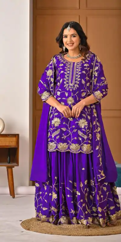 MD 3057 Purple Chinon Silk Salwar Suit with Embroidery Work & Lace Work. Affordable Price ₹2149. Delivery 4-6 Working Days. Shop now. | Jump Suits, Straight Suits, Casual Suits, Creative suits, Designer Suits, Palazzo Suits, Party Wear Suits, Patiala Suits, Salwar suit