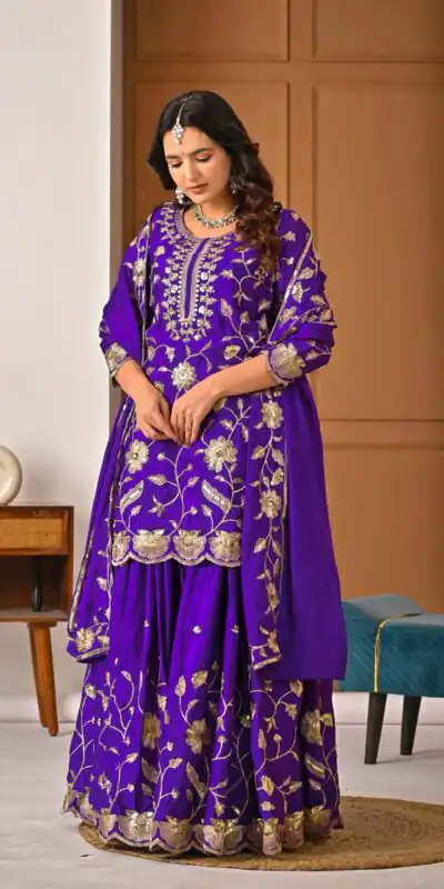 MD 3057 Purple Chinon Silk Salwar Suit with Embroidery Work & Lace Work. Affordable Price ₹2149. Delivery 4-6 Working Days. Shop now. | Jump Suits, Straight Suits, Casual Suits, Creative suits, Designer Suits, Palazzo Suits, Party Wear Suits, Patiala Suits, Salwar suit