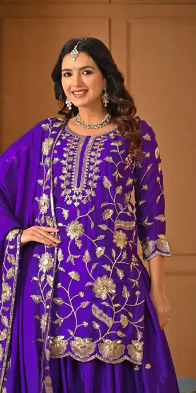 MD 3057 Purple Chinon Silk Salwar Suit with Embroidery Work & Lace Work. Affordable Price ₹2149. Delivery 4-6 Working Days. Shop now. | Jump Suits, Straight Suits, Casual Suits, Creative suits, Designer Suits, Palazzo Suits, Party Wear Suits, Patiala Suits, Salwar suit