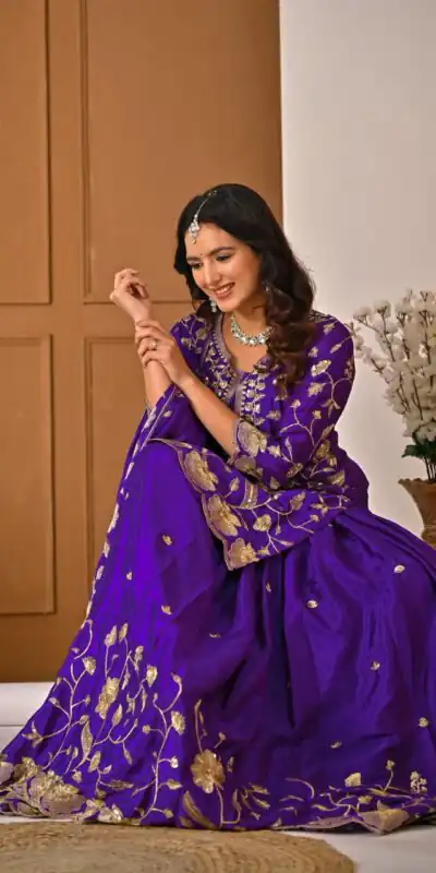MD 3057 Purple Chinon Silk Salwar Suit with Embroidery Work & Lace Work. Affordable Price ₹2149. Delivery 4-6 Working Days. Shop now. | Jump Suits, Straight Suits, Casual Suits, Creative suits, Designer Suits, Palazzo Suits, Party Wear Suits, Patiala Suits, Salwar suit