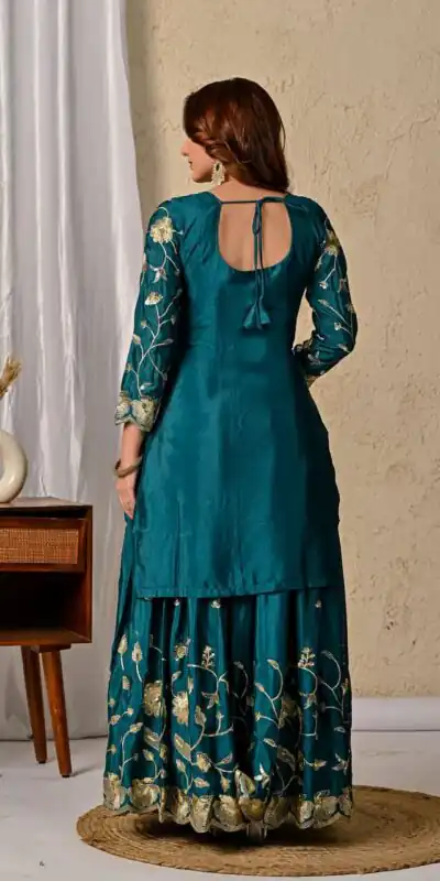 MD 3057 Teal Chinon Silk Salwar Suit with Embroidery Work & Lace Work. Affordable Price ₹2149. Delivery 4-6 Working Days. Shop now. | Jump Suits, Straight Suits, Creative suits, Designer Suits, Palazzo Suits, Party Wear Suits, Patiala Suits, Salwar suit