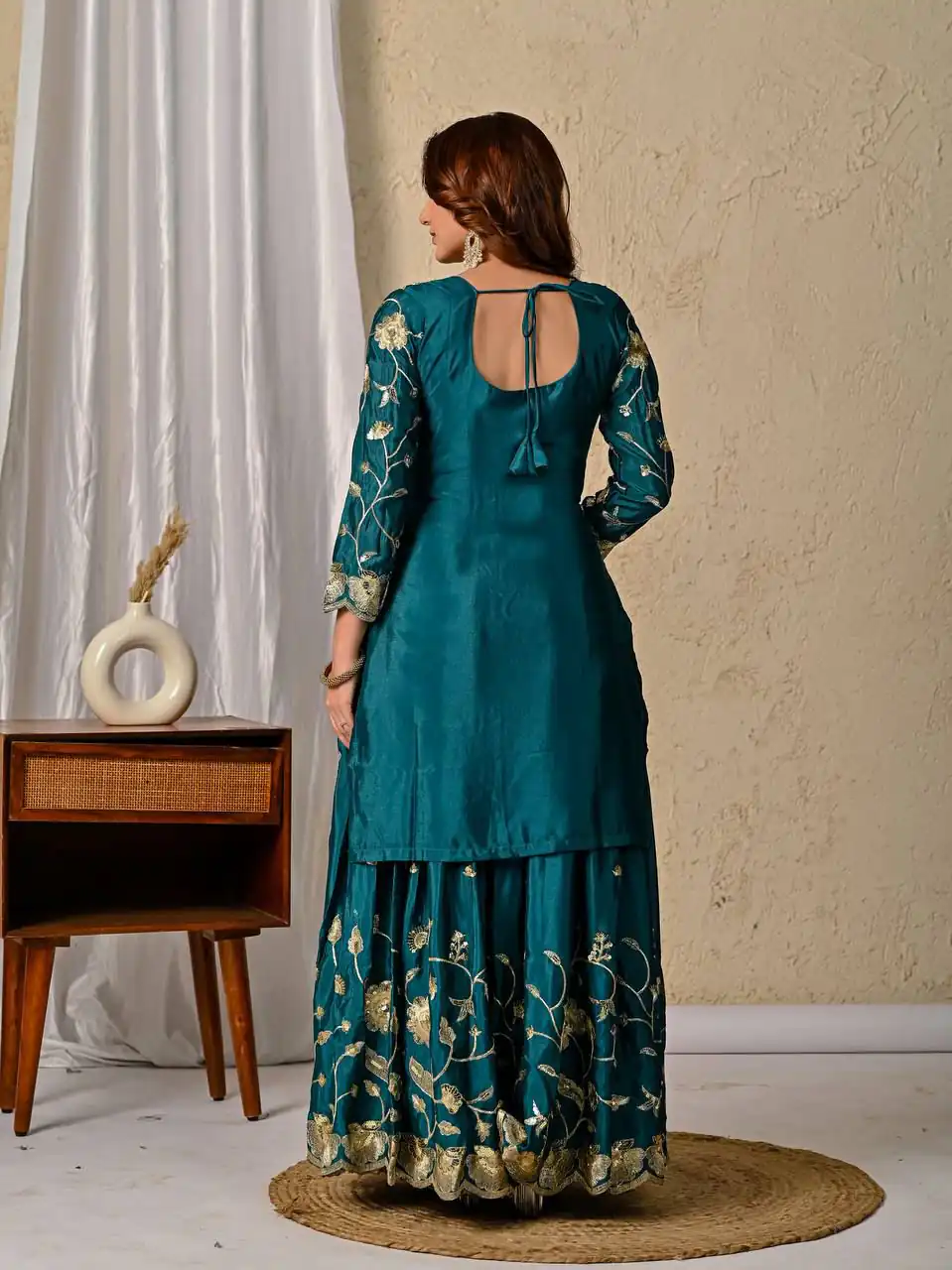 MD 3057 Teal Chinon Silk Salwar Suit with Embroidery Work & Lace Work. Affordable Price ₹2149. Delivery 4-6 Working Days. Shop now. | Jump Suits, Straight Suits, Creative suits, Designer Suits, Palazzo Suits, Party Wear Suits, Patiala Suits, Salwar suit