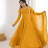 KB 291 Yellow Color Fox Blooming Georgette Gown with Lace Work. Affordable Price ₹1899. Delivery 4-6 Working Days. Shop now. | Bollywood Gowns, Creative Gowns, Designer Gowns, Embroidered Gowns, Gowns, Party Wear Gowns