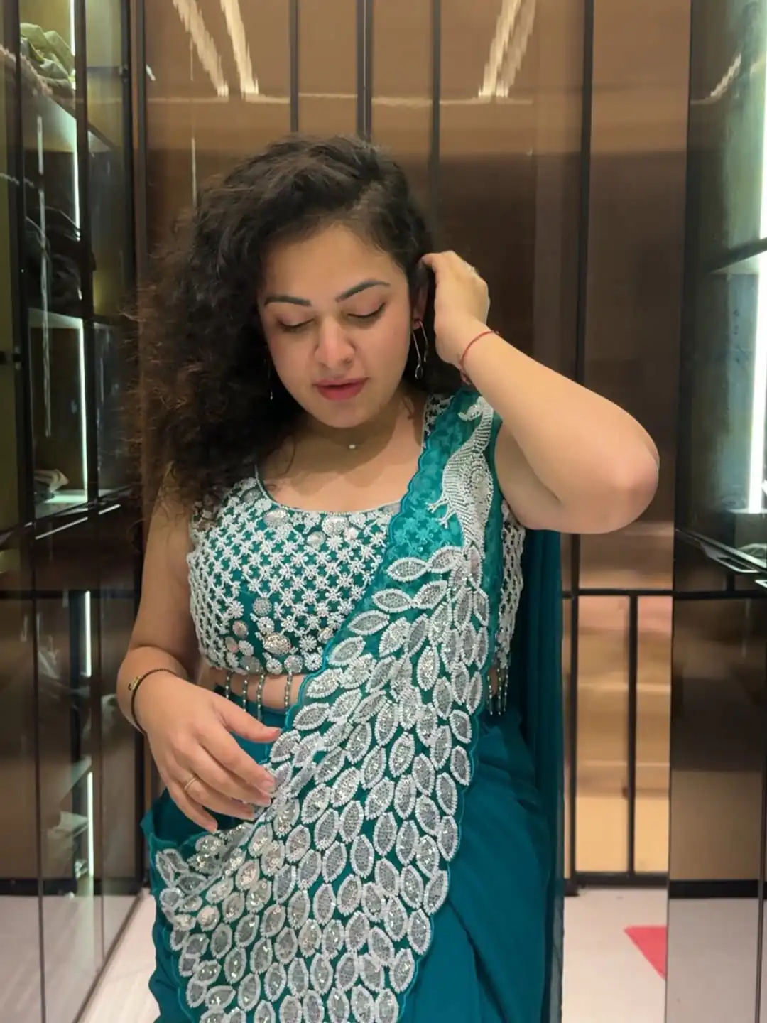 ST 1165 Teal Faux Georgette Saree with Embroidery Work & Sequins Work. Now at just ₹1799. Delivery 4-6 Working Days. Shop now. | Bollywood Sarees, Creative Sarees, Designer Sarees, Embroidered Sarees, Ethnic Saree, Modern Digital sarees, Party Wear Sarees, Sarees