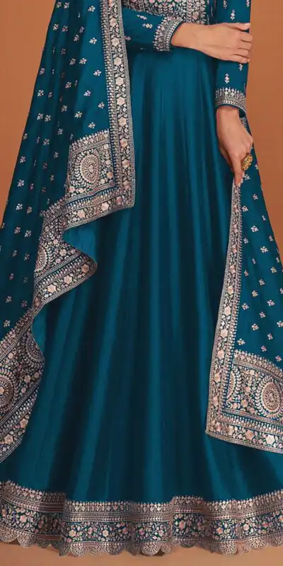 FC 9577 Teal Color Vichitra Salwar Suit with Embroidery Work. Available at ₹2649 only. Delivery 4-6 Working Days. Shop now. | Jump Suits, Straight Suits, Casual Suits, Creative suits, Designer Suits, Palazzo Suits, Party Wear Suits, Patiala Suits, Salwar suit