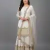 ZF 250 White Color Faux Georgette Embroidery Sequence Work Sharara Suit Wedding, Party, Festive, Events Etc. Expected Delivery 4-6 Working Days @2099/- | Jump Suits, Straight Suits, Casual Suits, Creative suits, Designer Suits, Palazzo Suits, Party Wear Suits, Patiala Suits, Salwar suit