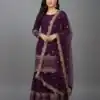 ZF 250 Wine Color Faux Georgette Embroidery Sequence Work Sharara Suit Wedding, Party, Festive, Events Etc. Expected Delivery 4-6 Working Days @2099/- | Jump Suits, Straight Suits, Casual Suits, Creative suits, Designer Suits, Palazzo Suits, Party Wear Suits, Patiala Suits, Salwar suit