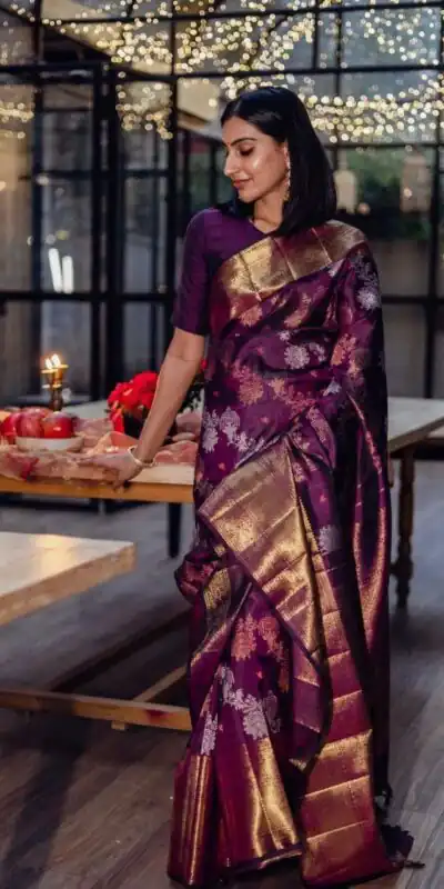 KPR 245 Wine Color Soft Lichi Silk Saree with Lace Border & Lace Work. Best Price ₹1449. Delivery 4-6 Working Days. Shop now. | Bollywood Sarees, Creative Sarees, Designer Sarees, Embroidered Sarees, Ethnic Saree, Modern Digital sarees, Party Wear Sarees, Sarees