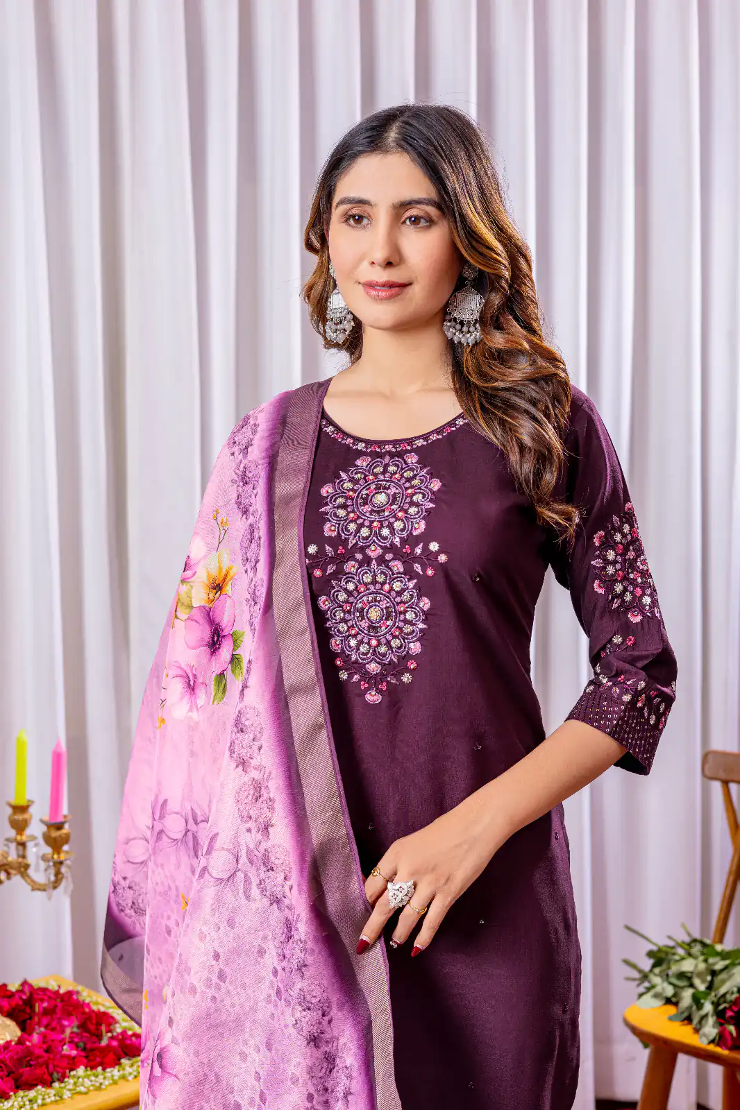 DIVA 111 Wine Viscose Silk Salwar Suit with Thread Embroidery Work. Best Price ₹2049. Delivery 4-6 Working Days. Shop now. | Jump Suits, Straight Suits, Casual Suits, Creative suits, Designer Suits, Palazzo Suits, Party Wear Suits, Patiala Suits, Salwar suit