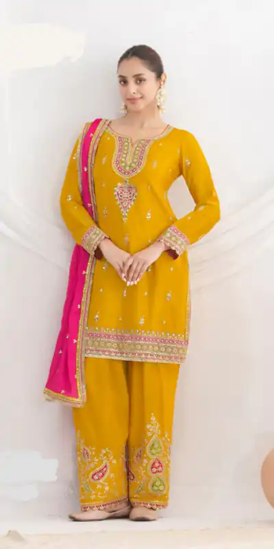 DS GULZAR 2641 Yellow in Chinon Embroidery Work & Mirror Work Salwar Suit. Now at just ₹3049. Delivery 4-6 Working Days. Shop now. | Jump Suits, Straight Suits, Tops & Bottoms, Track Suits, Trendy Wear, Casual Suits, Creative suits, Designer Suits, Palazzo Suits, Party Wear Suits, Patiala Suits, Salwar suit