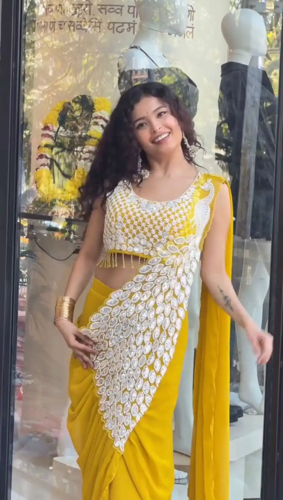 ST 1165 Yellow Faux Georgette Saree with Embroidery Work & Sequins Work. Now at just ₹1799. Delivery 4-6 Working Days. Shop now. | Bollywood Sarees, Creative Sarees, Designer Sarees, Embroidered Sarees, Ethnic Saree, Modern Digital sarees, Party Wear Sarees, Sarees