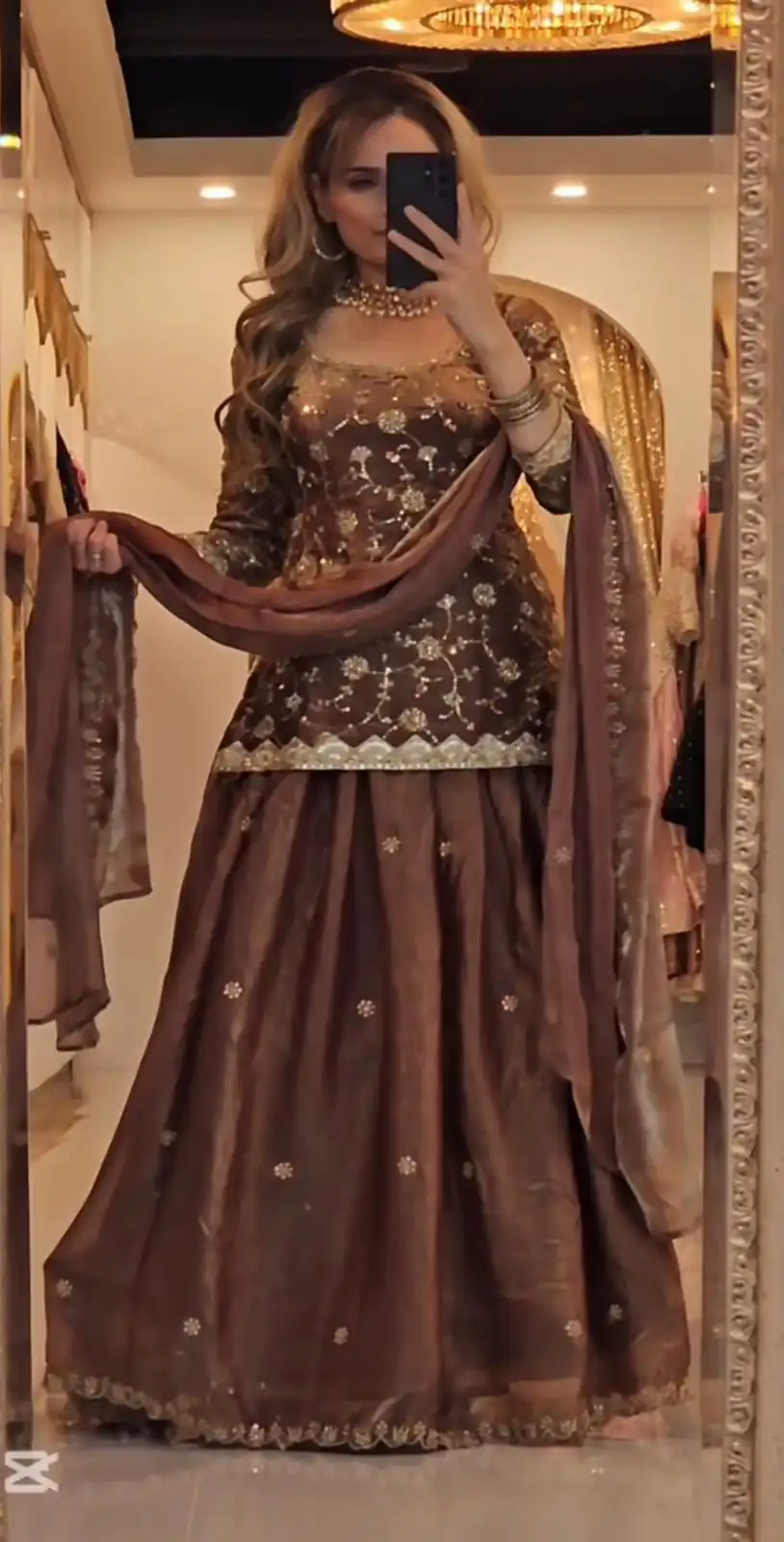 Attractive Brown Fandy Silk Sequence Work Lehenga Choli - Image 2