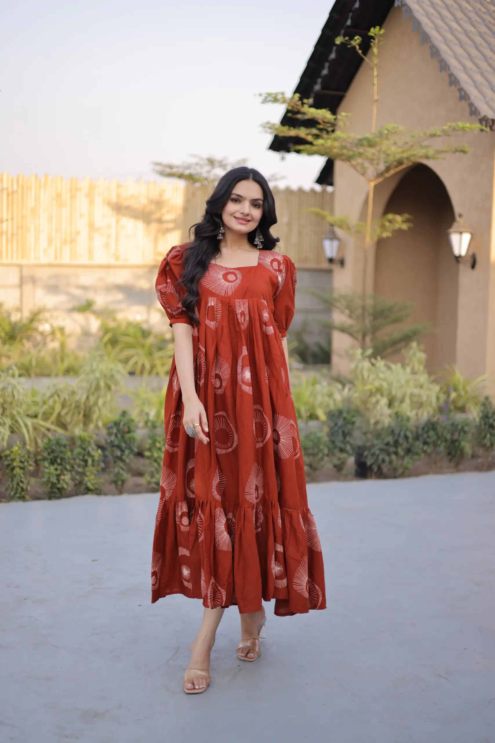 Beautiful Rust Cotton Printed Kurti - Image 4